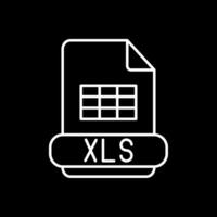 icono de línea invertida xls vector