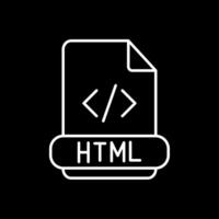 icono de línea html invertida vector