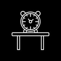 mesa reloj línea invertido icono vector