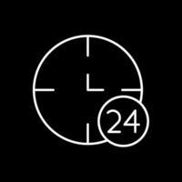 icono de línea invertida de 24 horas vector