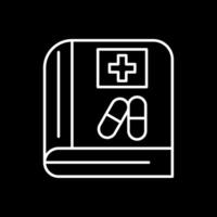 icono invertido de línea de libro médico vector