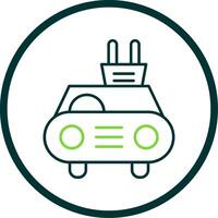Electric Car Line Circle Icon vector
