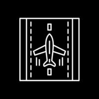 icono de línea invertida de avión de aterrizaje vector