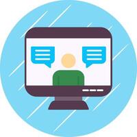 Online Chat Flat Blue Circle Icon vector