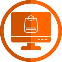 Online Shopping Glyph Orange Circle Icon vector