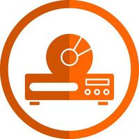 Dvd Player Glyph Orange Circle Icon vector