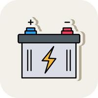 Car Battery Line Filled White Shadow Icon vector