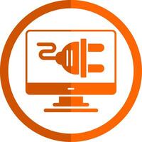 Plug Glyph Orange Circle Icon vector