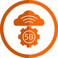 Cloud Server Glyph Orange Circle Icon vector