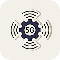 5G Line Filled White Shadow Icon vector