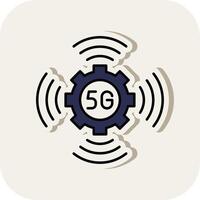 5g línea lleno blanco sombra icono vector