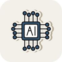 AI Line Filled White Shadow Icon vector