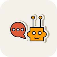 Chatbot Line Filled White Shadow Icon vector