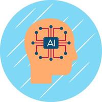 Artificial Intelligence Flat Blue Circle Icon vector