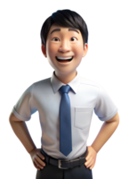 3d style of Portrait of Asian businessman, He has hips png