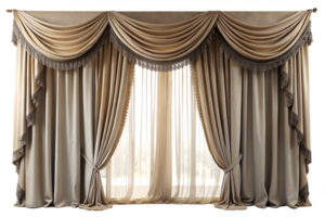 3d render estilo, elegante cortinas isolado em transparente fundo png