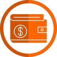 Wallet Glyph Orange Circle Icon vector