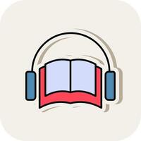 Audio Book Line Filled White Shadow Icon vector