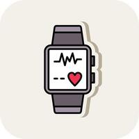 Smart Watch Line Filled White Shadow Icon vector