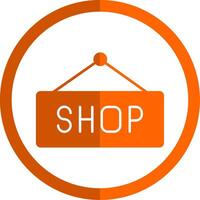 Shop Sign Glyph Orange Circle Icon vector