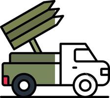 Missile Truck Filled Half Cut Icon vector