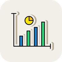 Statistics Line Filled White Shadow Icon vector