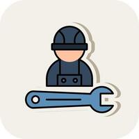 Mechanic Line Filled White Shadow Icon vector
