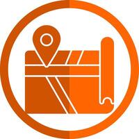 Map Glyph Orange Circle Icon vector