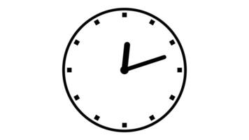 Clock with moving arrows on white background. Clock animation in 12 hour loop animation video