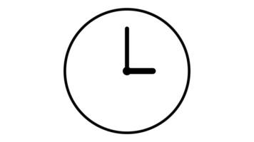 Clock with moving arrows on white background. Clock animation in 12 hour loop animation video