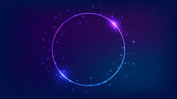 Neon round frame with shining effects vector