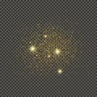 Gold glittering dust on a gray background. Dust with gold glitter effect and empty space for your text. illustration vector