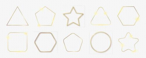 Gold glowing different geometric shape frame vector