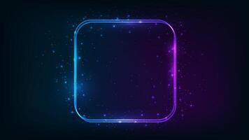 Neon double frame with shining effects vector