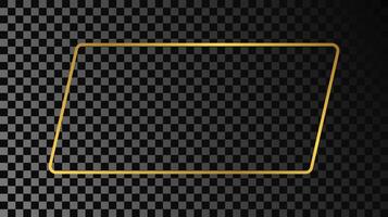 Gold glowing rounded rectangular shape frame vector
