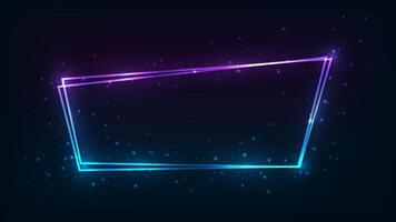 Neon double frame with shining effects vector