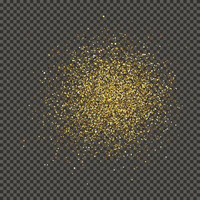 Gold glittering dust on a gray background. Dust with gold glitter effect and empty space for your text. illustration