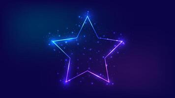 Neon frame in star form with shining effects vector