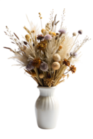 bouquet de séché fleurs dans une blanc vase isolé sur transparent Contexte png