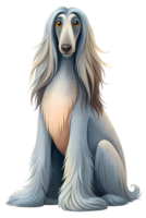 cartoon style, Afghan Hound sit isolated on transparent background png