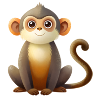 cartoon style, Monkey isolated on transparent background png
