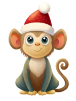 schattig aap vervelend een de kerstman hoed Aan transparant achtergrond png