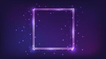 Neon double square frame vector