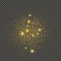 Gold glittering dust on a gray background. Dust with gold glitter effect and empty space for your text. illustration vector