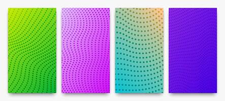 Set of halftone gradient backgrounds with dots vector