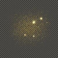 Gold glittering dust on a gray background. Dust with gold glitter effect and empty space for your text. illustration vector