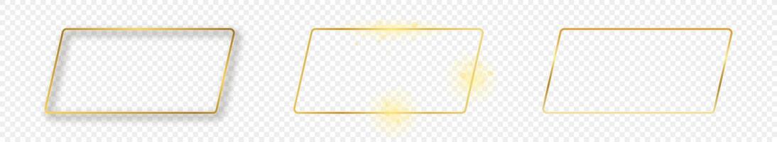 Gold glowing rounded rectangular shape frame vector