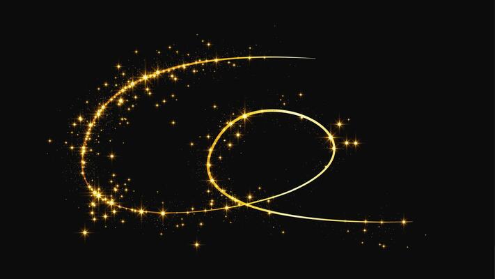 Gold glittering confetti wave and stardust
