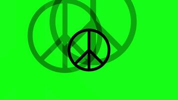 Animation of a peace sign symbol on a green background, pulsating from the center of the picture to the viewer video