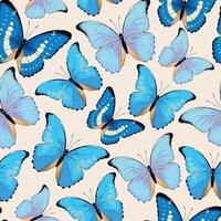 seamless pattern with high detailed tropic butterfly vector